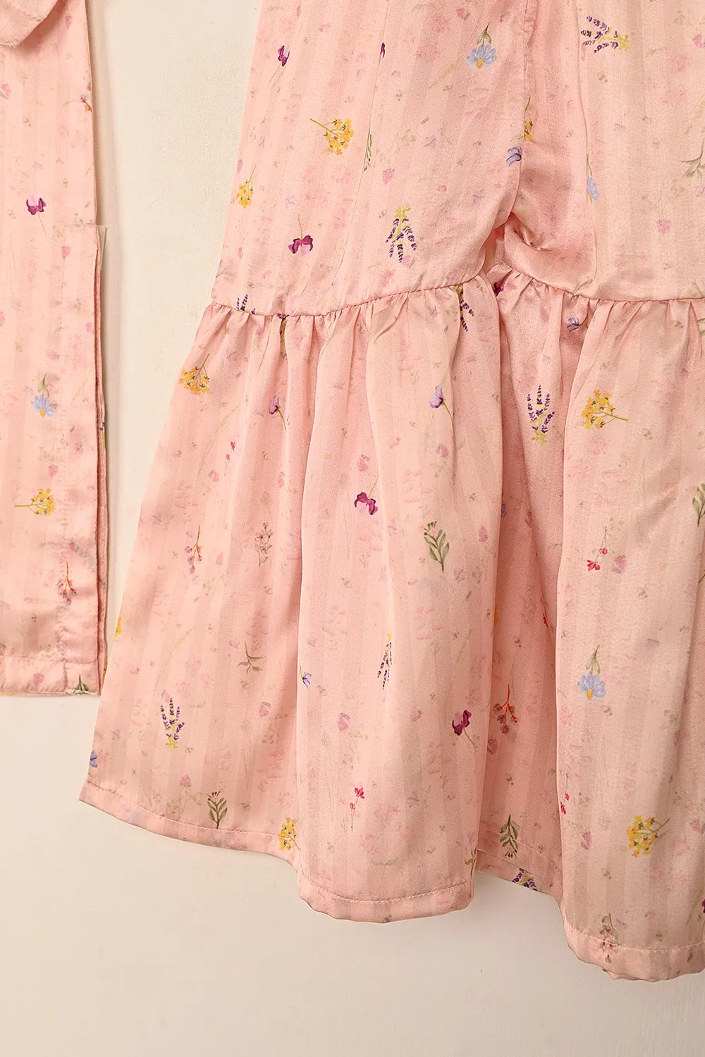 TKF-245-Pink - Kids 3Pc Ready to Wear Digital Silk Formal Dress