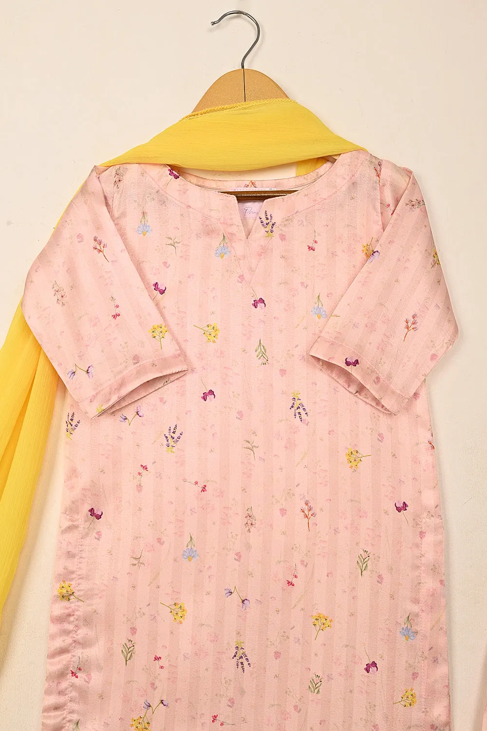 TKF-245-Pink - Kids 3Pc Ready to Wear Digital Silk Formal Dress