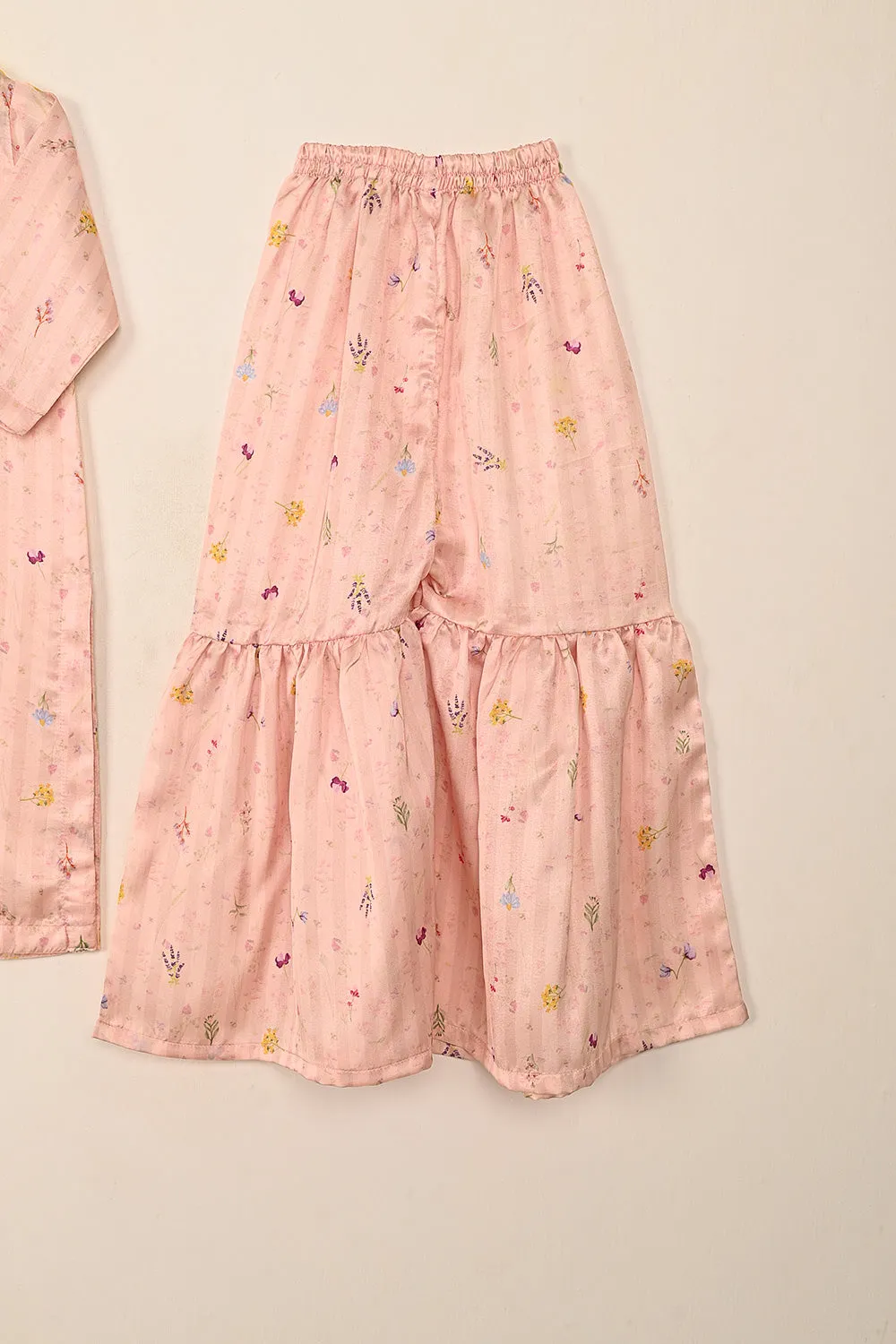 TKF-245-Pink - Kids 3Pc Ready to Wear Digital Silk Formal Dress
