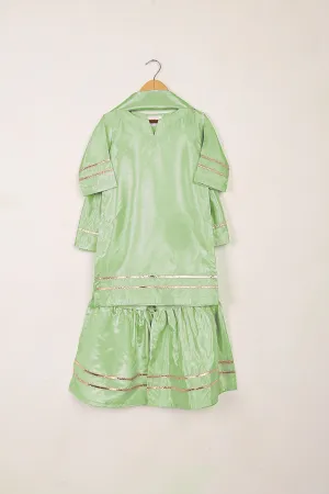TKF-279-Pista - Kids 3Pc Ready to Wear Silk Formal Gharara Dress
