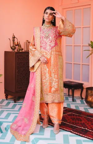 Traditional Pakistani Dress in Orange Color #PF393