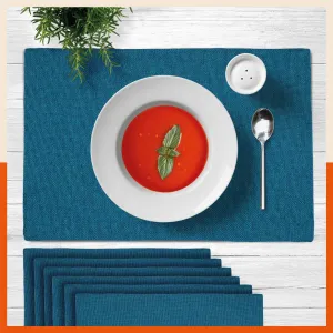 Vera Premium Jute Table Mats / Placemats for Home Dining Table | (Blue - Set of 6 - 45cm x 30cm)