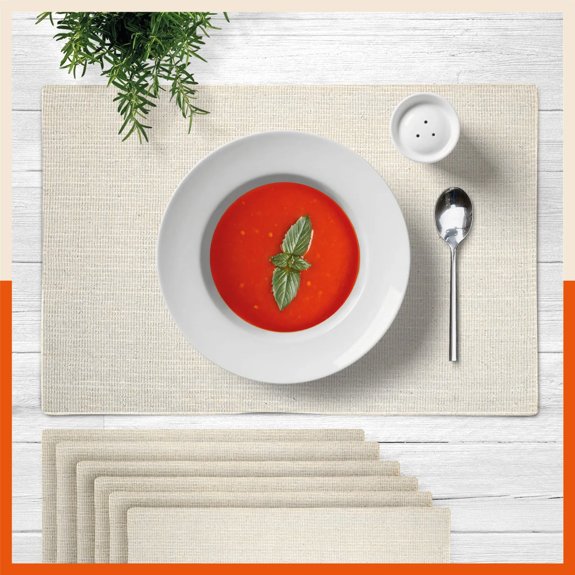 Vera Premium Jute Table Mats / Placemats for Home Dining Table | (Cream - Set of 6 - 45cm x 30cm)