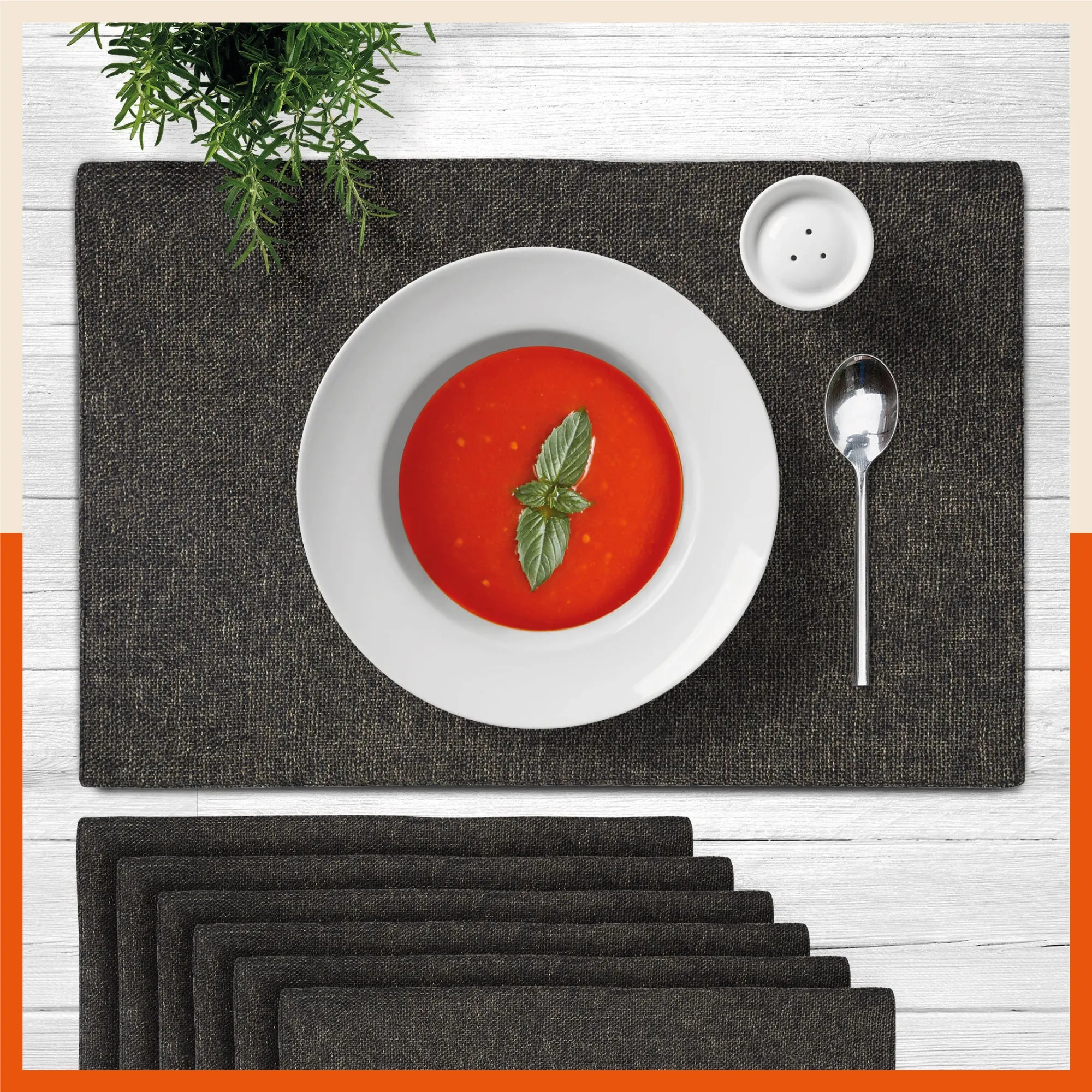 Vera Premium Jute Table Mats / Placemats for Home Dining Table | Reversible | (Coffee - Set of 6 - 45cm x 30cm)