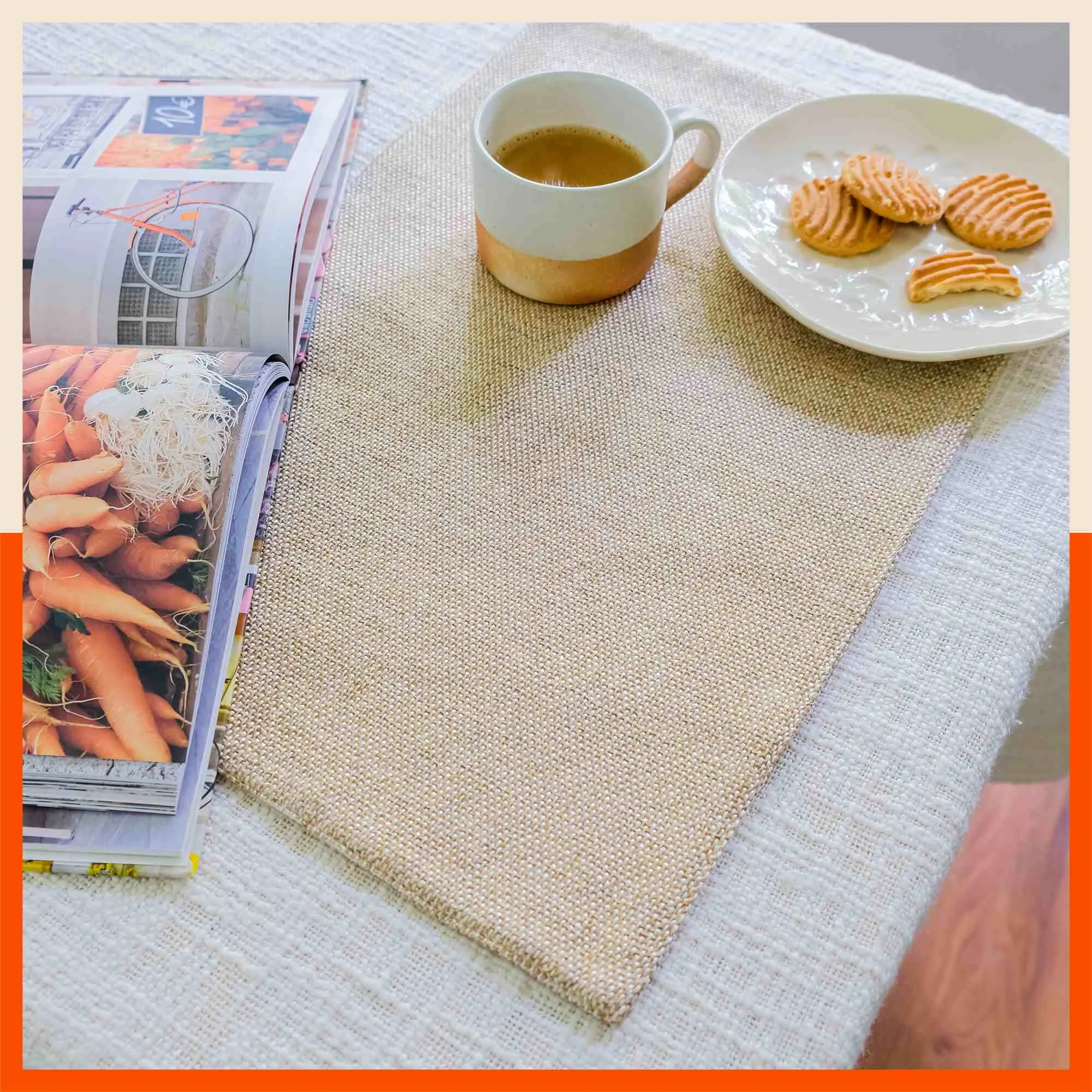 Vera Premium Jute Table Mats / Placemats for Home Dining Table | Reversible | (Coffee - Set of 6 - 45cm x 30cm)