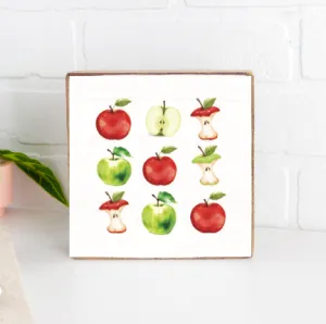 Vintage Apple Decorative Wooden Block