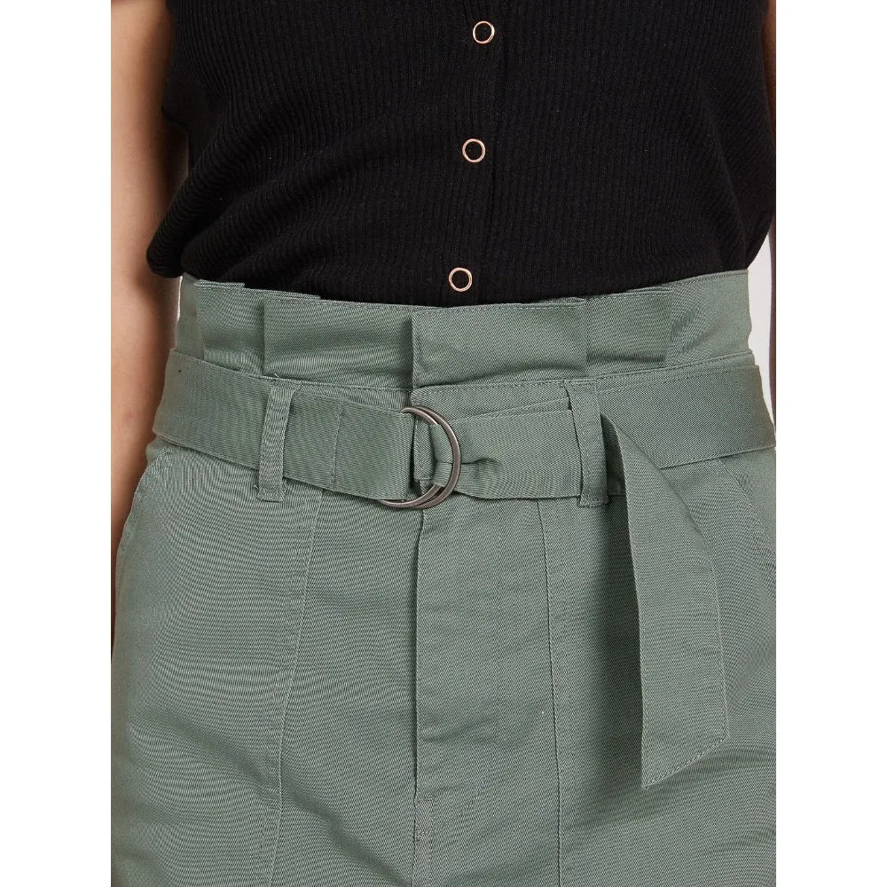 VOLCOM FROCHICKIE BELTED MINI SKIRT FOREST GREEN