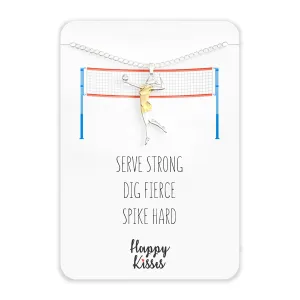Volleyball Gift Necklace – Cute Volleyball Player Pendant Charm for Girls & Teens on a Volleyball Team – Inspirational Message Card