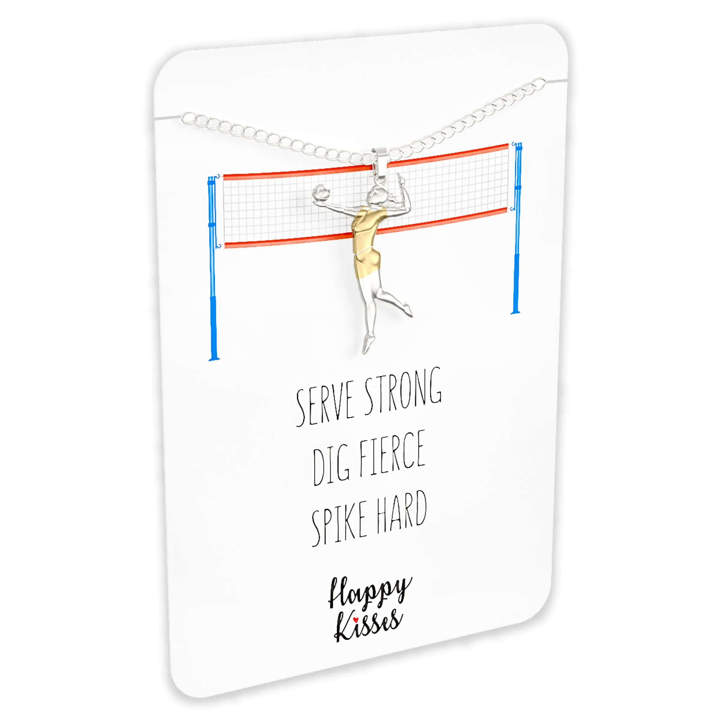 Volleyball Gift Necklace – Cute Volleyball Player Pendant Charm for Girls & Teens on a Volleyball Team – Inspirational Message Card