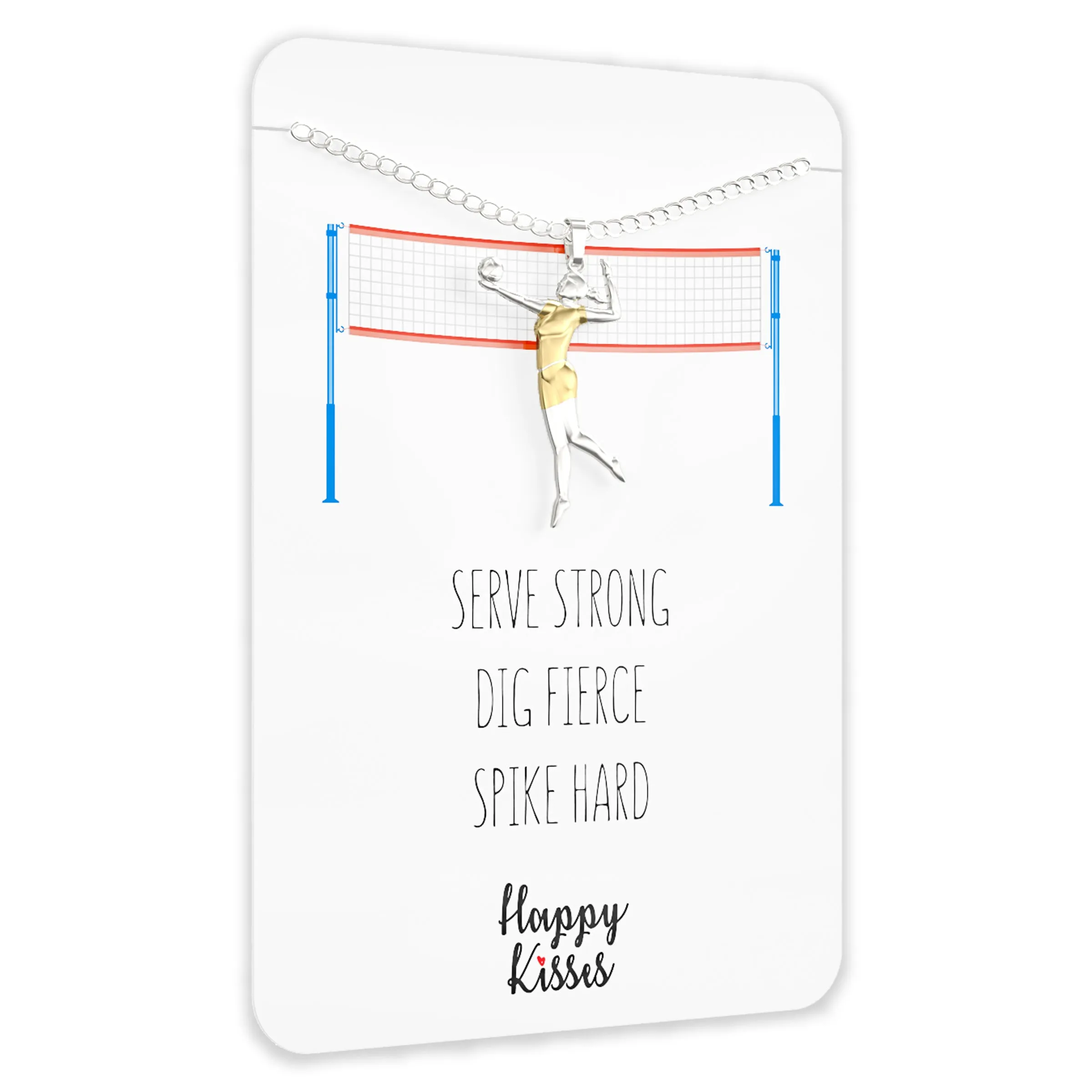 Volleyball Gift Necklace – Cute Volleyball Player Pendant Charm for Girls & Teens on a Volleyball Team – Inspirational Message Card
