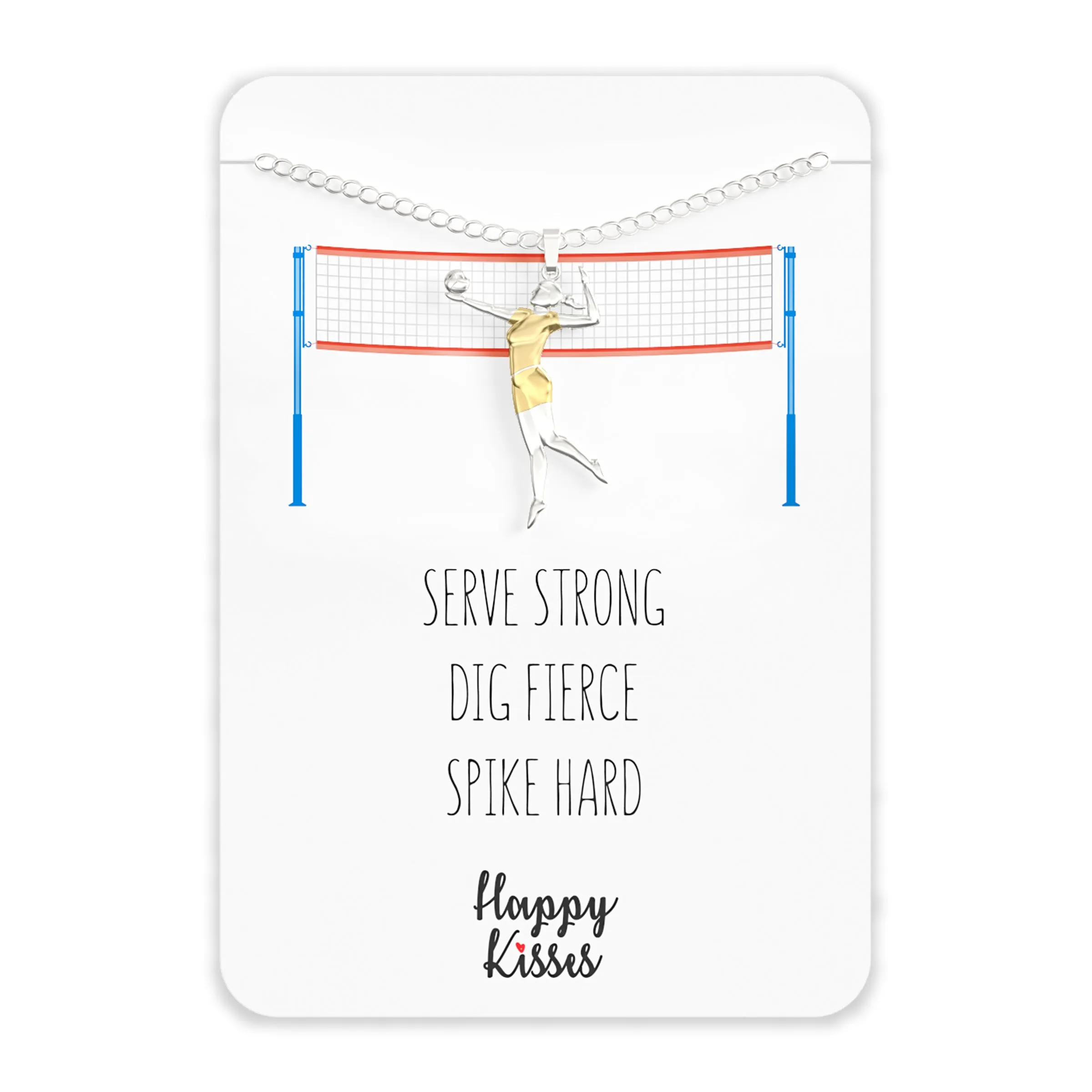 Volleyball Gift Necklace – Cute Volleyball Player Pendant Charm for Girls & Teens on a Volleyball Team – Inspirational Message Card