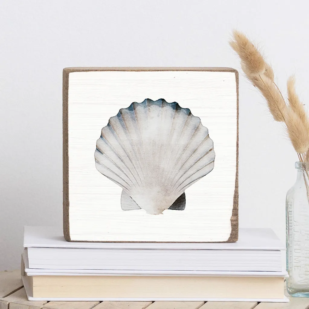 Watercolor Shell Decorative Wooden Block