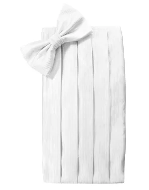 White Faille Silk Cummerbund & Bow Tie Set