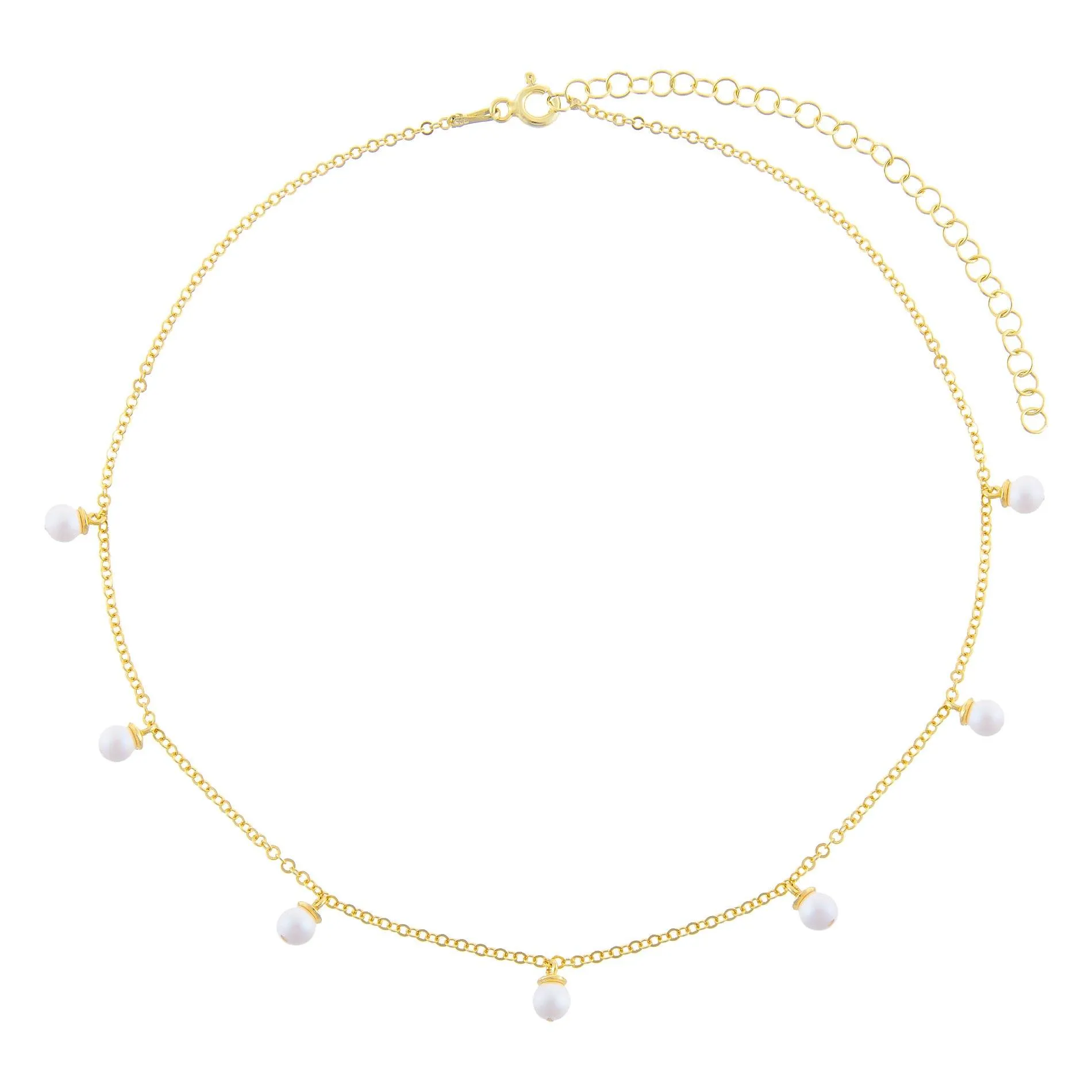 White Pearl Dangling Choker