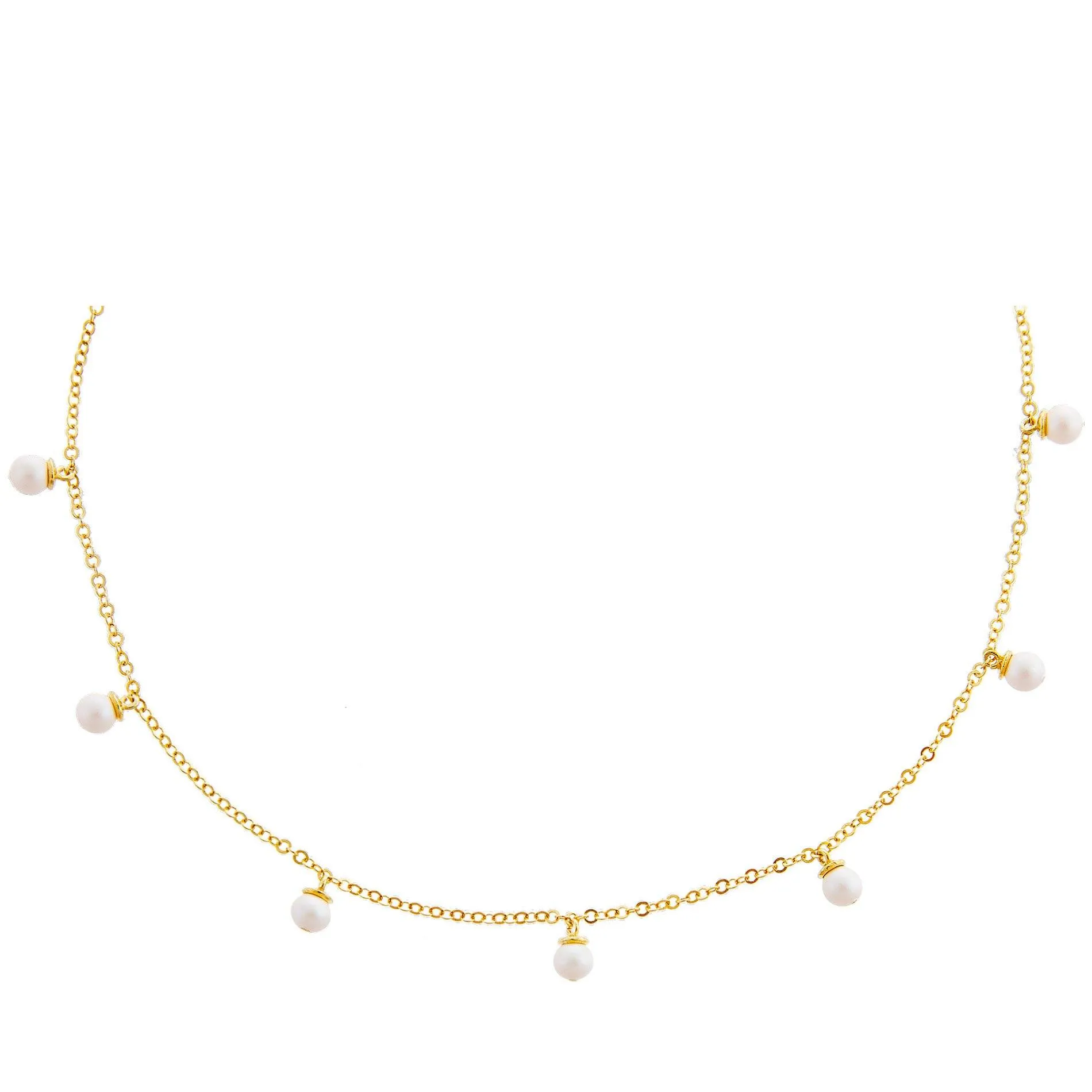 White Pearl Dangling Choker