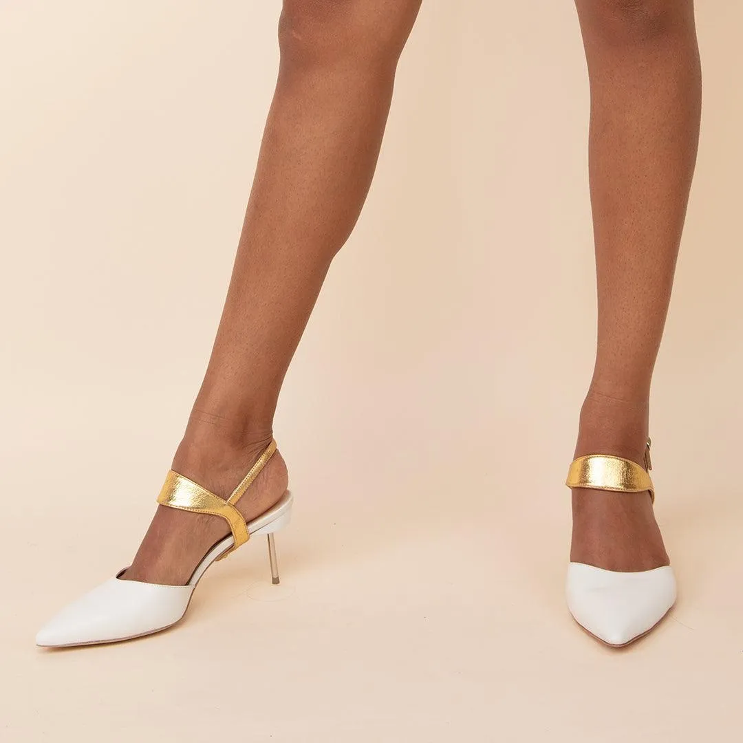 White Stiletto   Gold Elsie