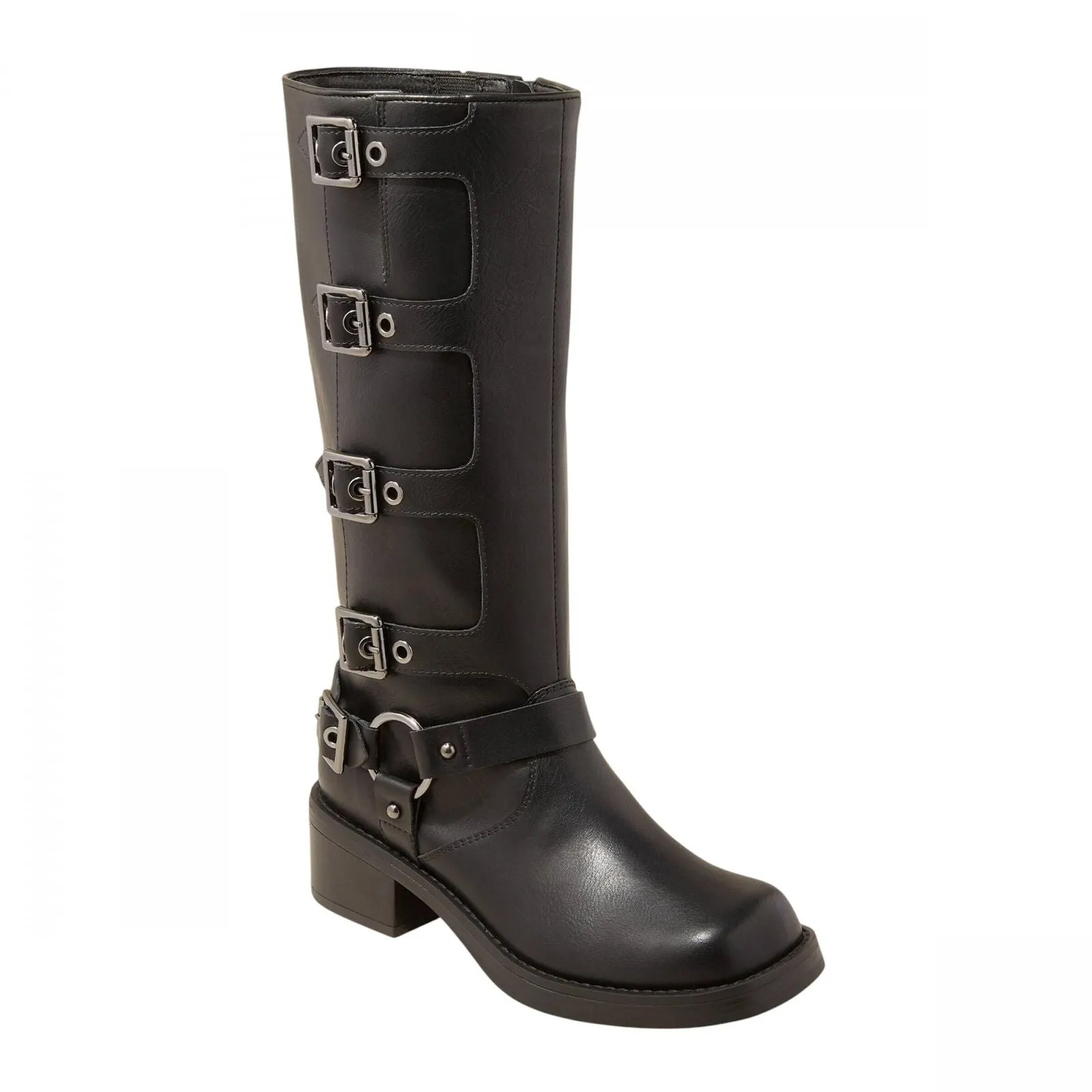 Wild Fable Rebel Distressed Wide Calf Tall Moto Riding Boots Black 7.5M-WC