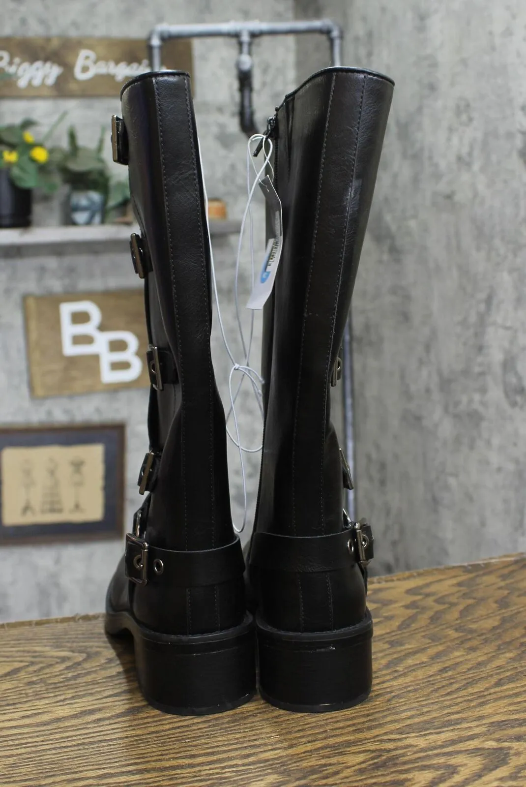 Wild Fable Rebel Distressed Wide Calf Tall Moto Riding Boots Black 7.5M-WC