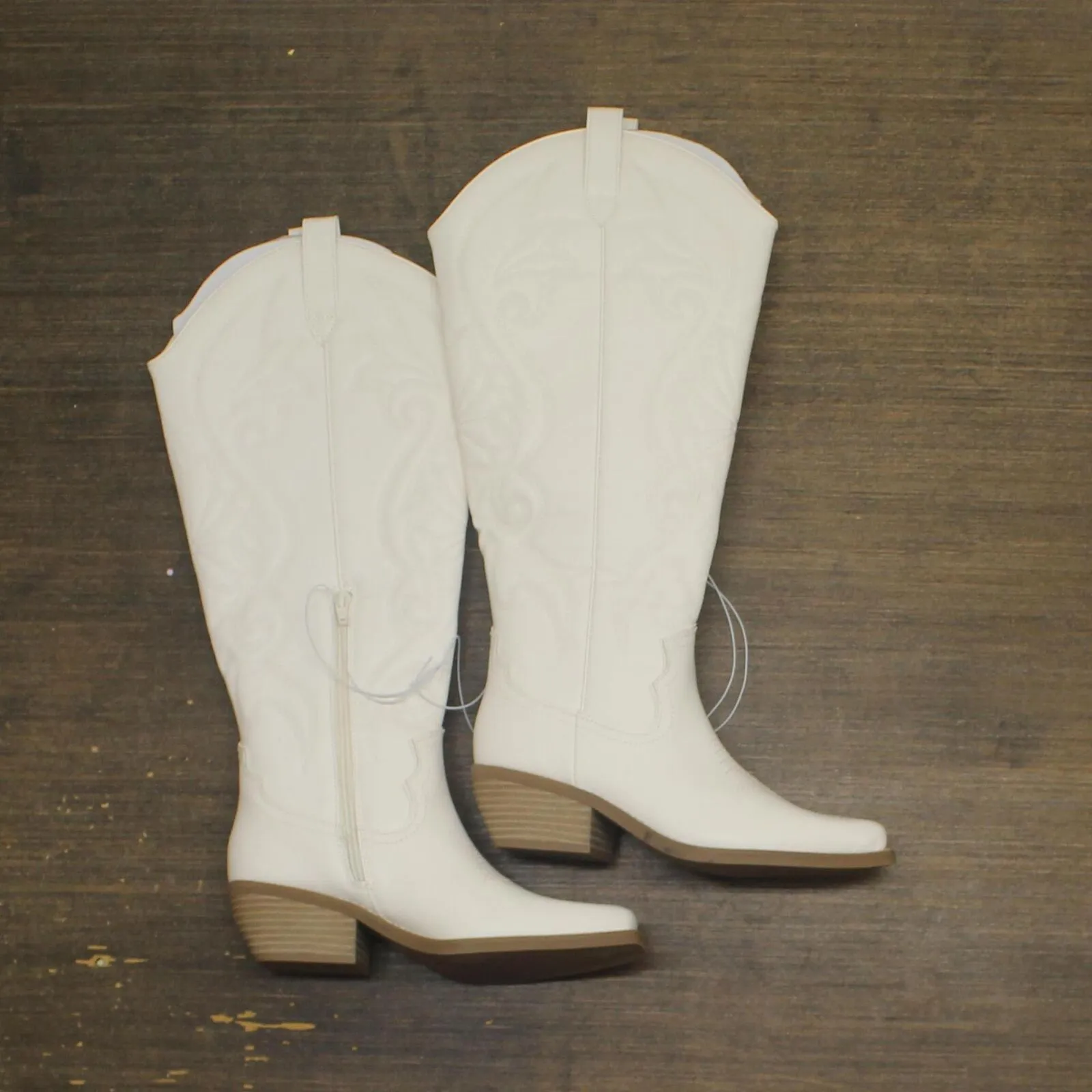 Wild Fable Womens Kenzi Wide Calf Western Boots Insole Ivory Off White 7M-WC
