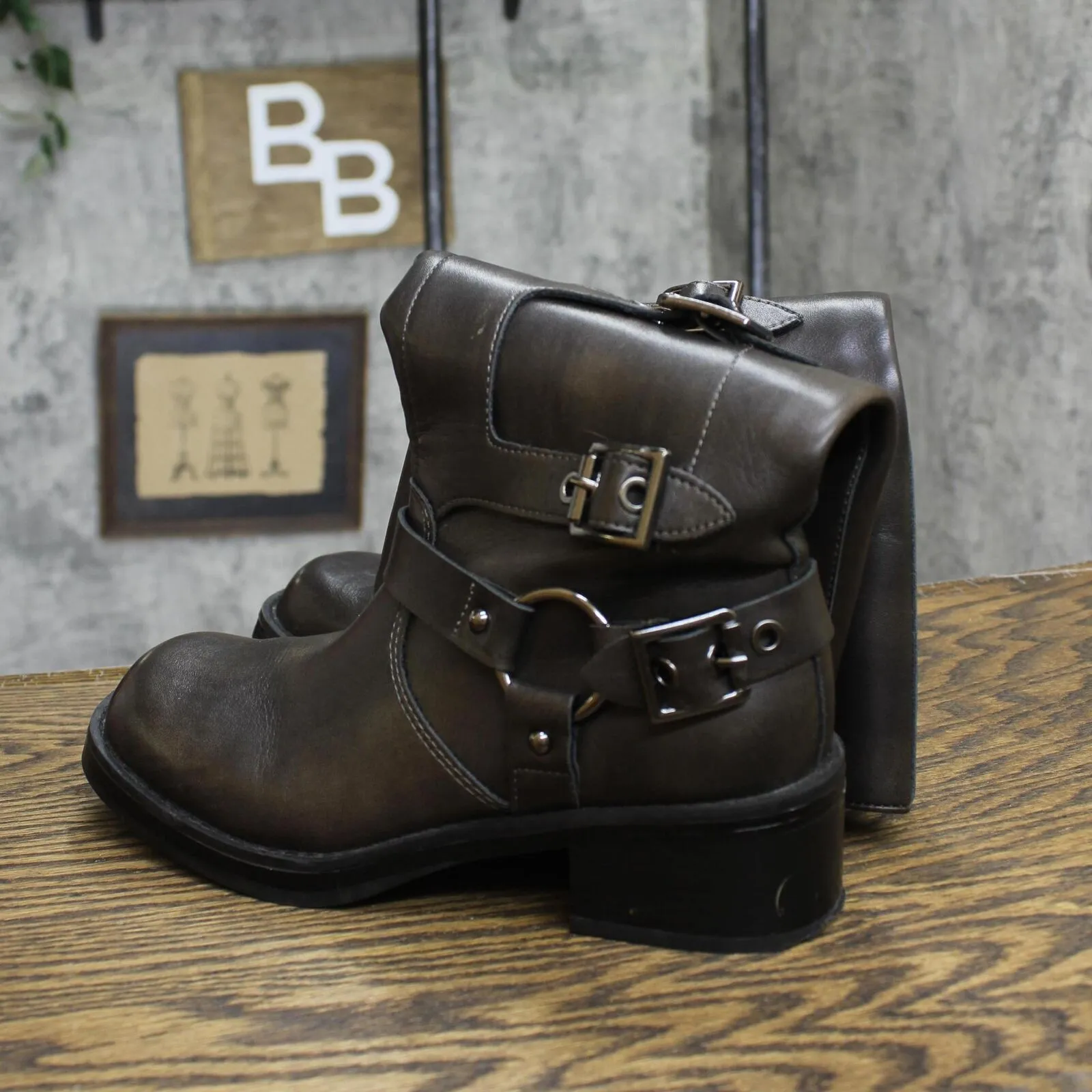 Wild Fable Womens Rebel Tall Moto Buckle Boots 90366583 Brown 6M