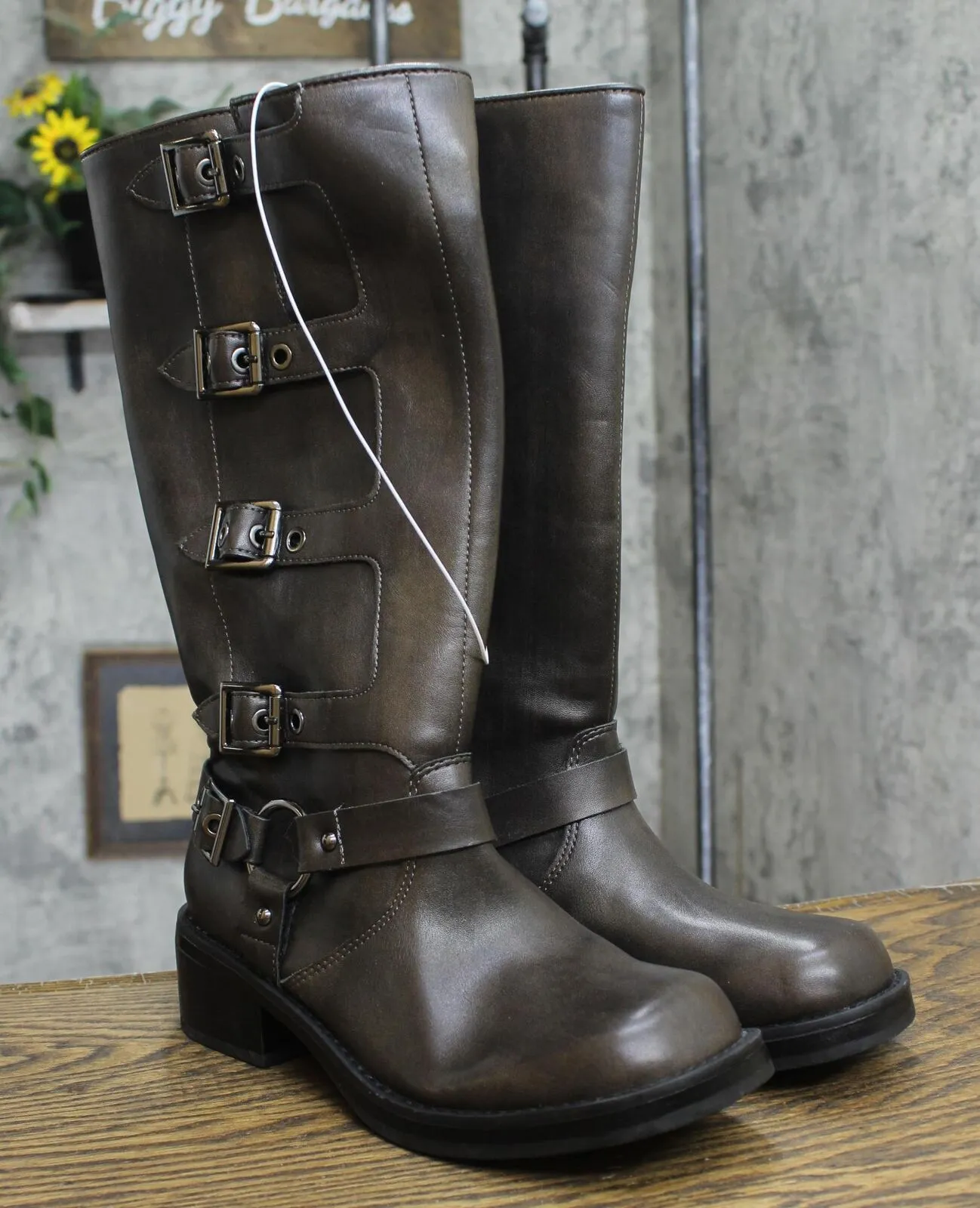 Wild Fable Womens Rebel Tall Moto Buckle Boots 90366583 Brown 7.5M