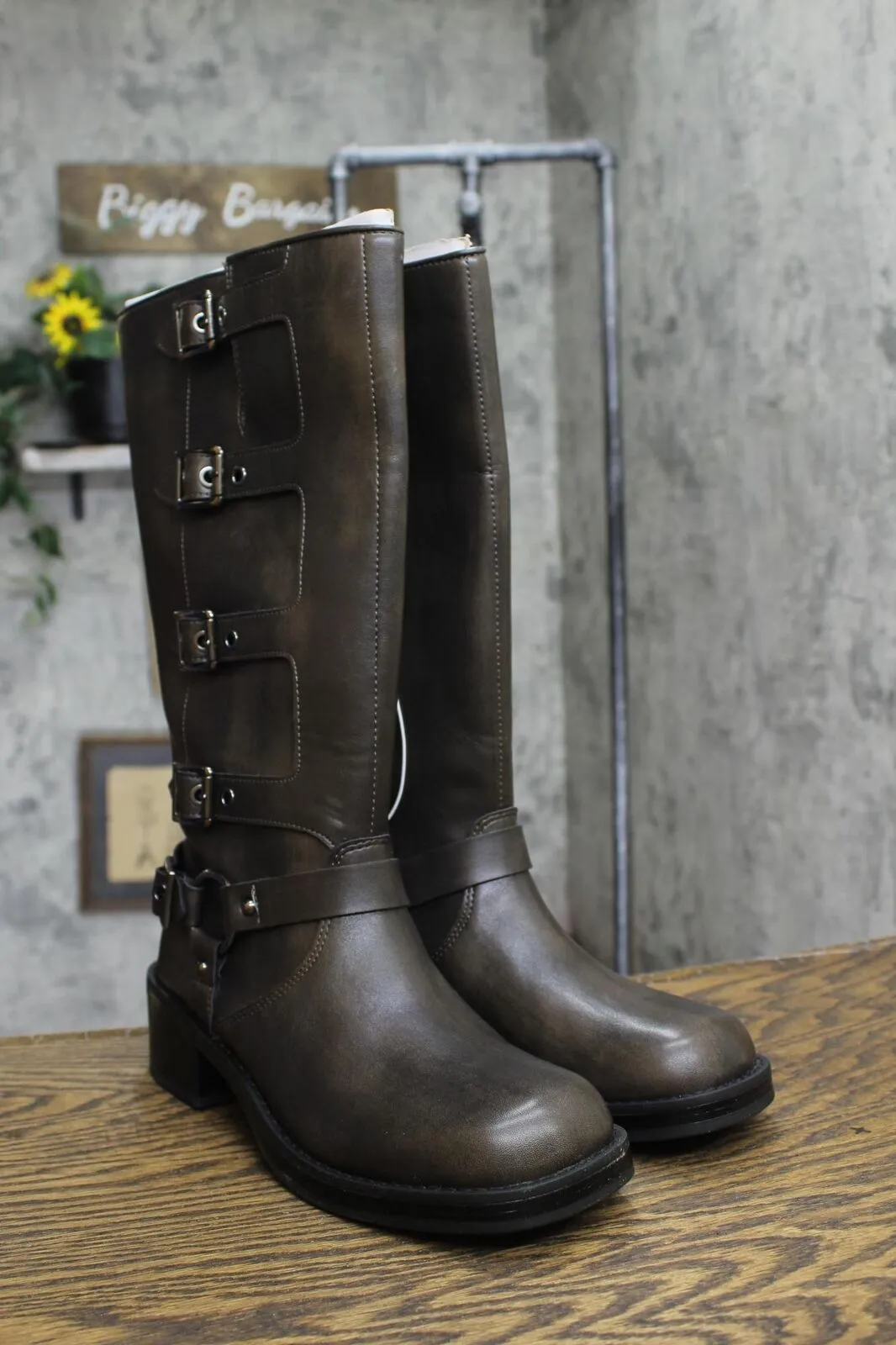 Wild Fable Womens Rebel Tall Moto Buckle Boots 90366583 Brown 9M