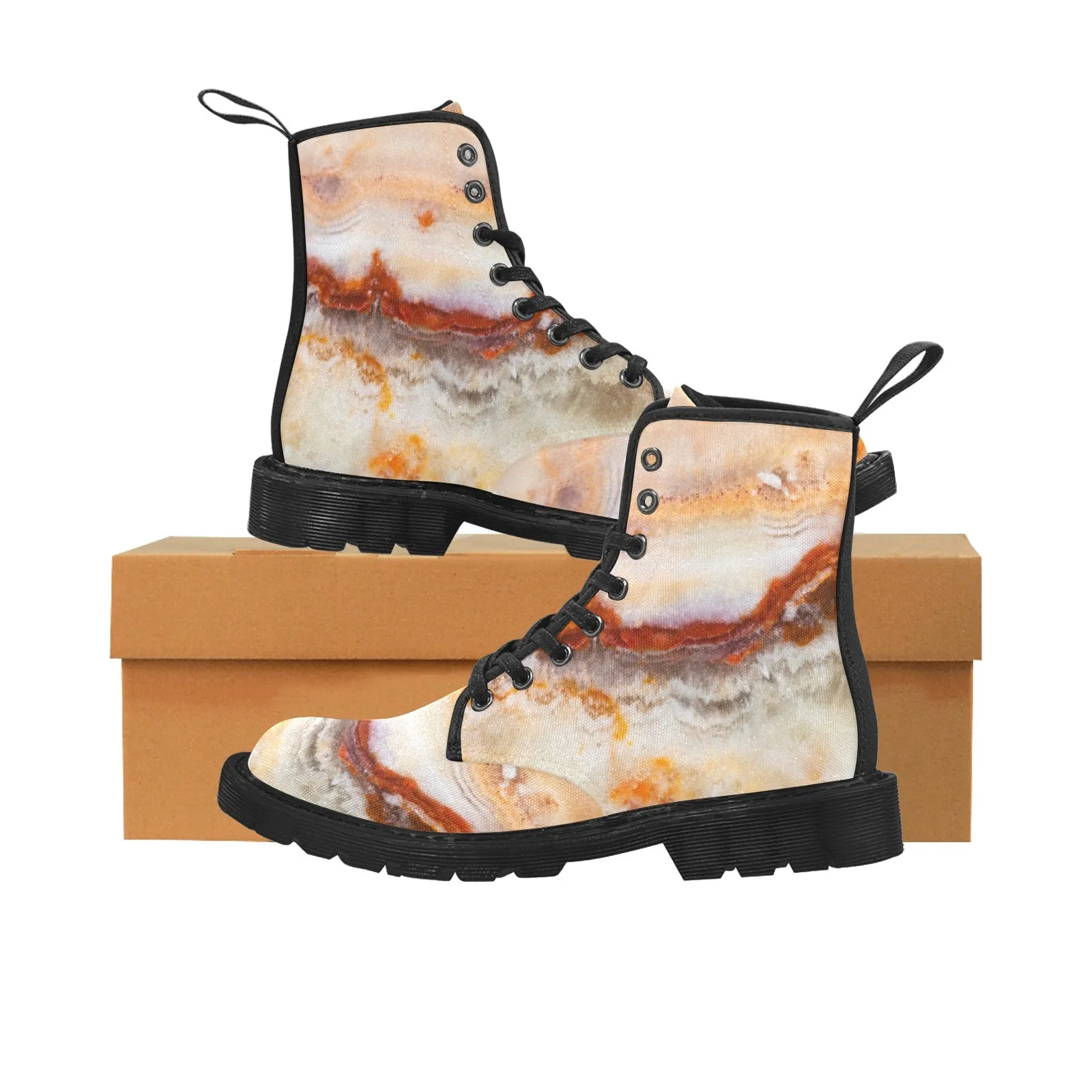 Women's Lace Up Canvas Boots - Banded Onyx