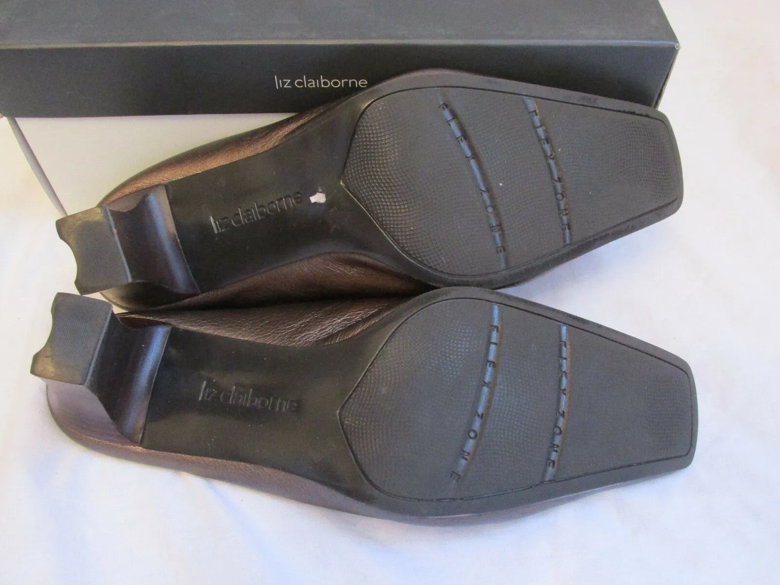 WOMEN'S LIZ CLAIBORNE MARGARETE SLIP-ON MULES/HEELS BRONZE LEATHER SIZE 8.5