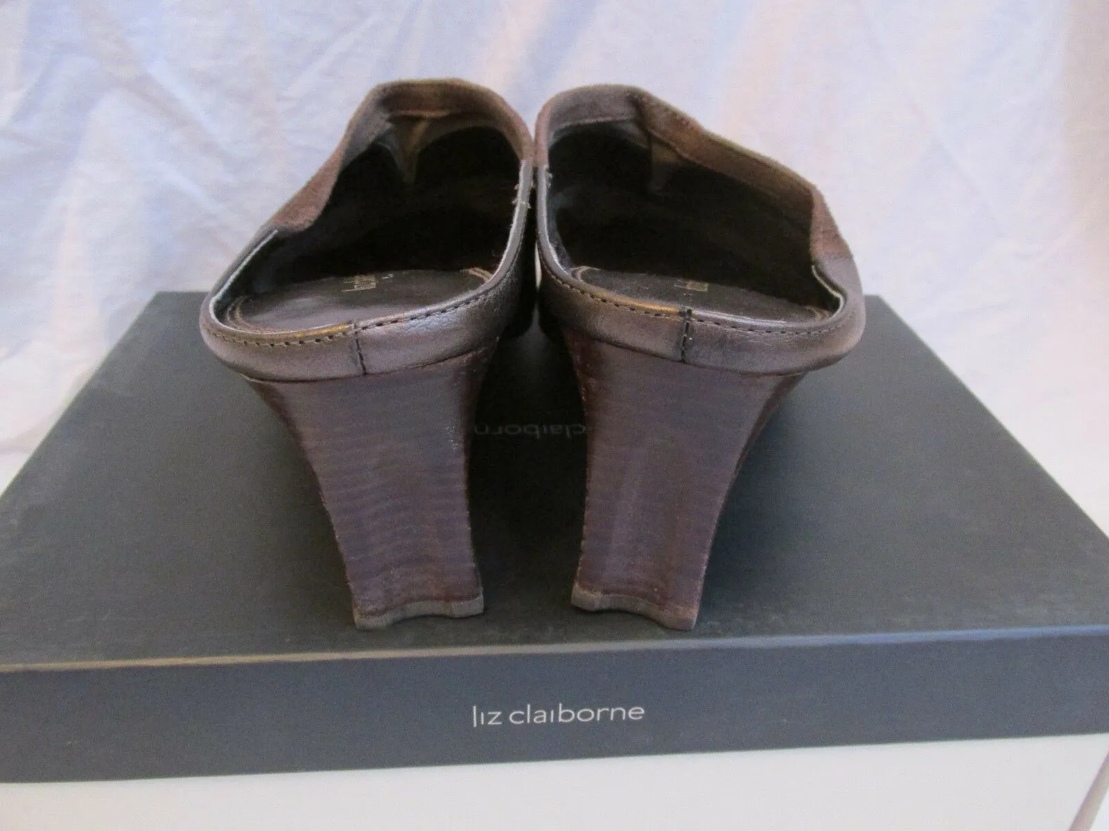 WOMEN'S LIZ CLAIBORNE MARGARETE SLIP-ON MULES/HEELS BRONZE LEATHER SIZE 8.5