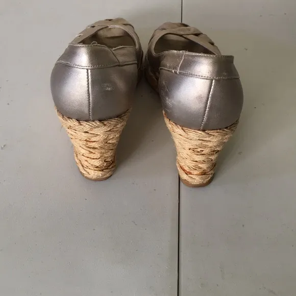 WOMENS Vintage Stuart Weitzman Metallic Espadrille Wedge SIZE 6.5🥿👠👡👢👞👟🥾