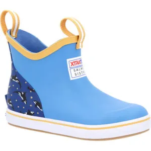 Xtratuf Kid's Salmon Sisters Ankle Deck Boot-  Blue/Whales (XKAB2SS)