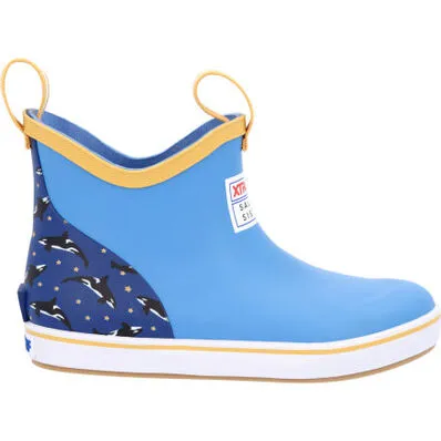 Xtratuf Kid's Salmon Sisters Ankle Deck Boot-  Blue/Whales (XKAB2SS)