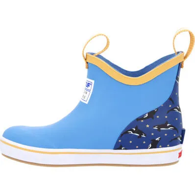 Xtratuf Kid's Salmon Sisters Ankle Deck Boot-  Blue/Whales (XKAB2SS)