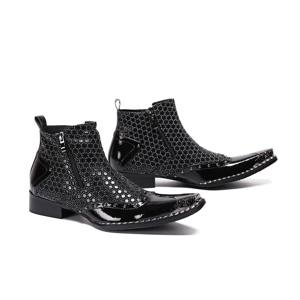Zipper Short Boots Male Party Formal Dress Shoes Plus Size
