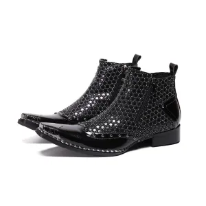 Zipper Short Boots Male Party Formal Dress Shoes Plus Size