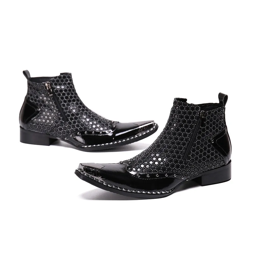 Zipper Short Boots Male Party Formal Dress Shoes Plus Size