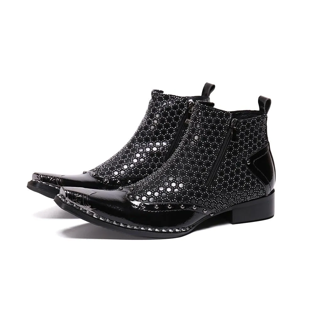 Zipper Short Boots Male Party Formal Dress Shoes Plus Size