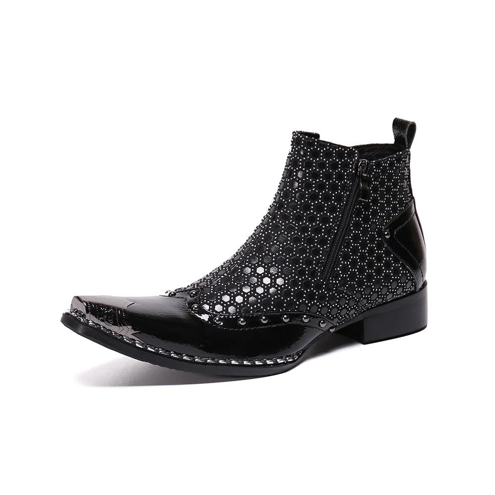 Zipper Short Boots Male Party Formal Dress Shoes Plus Size